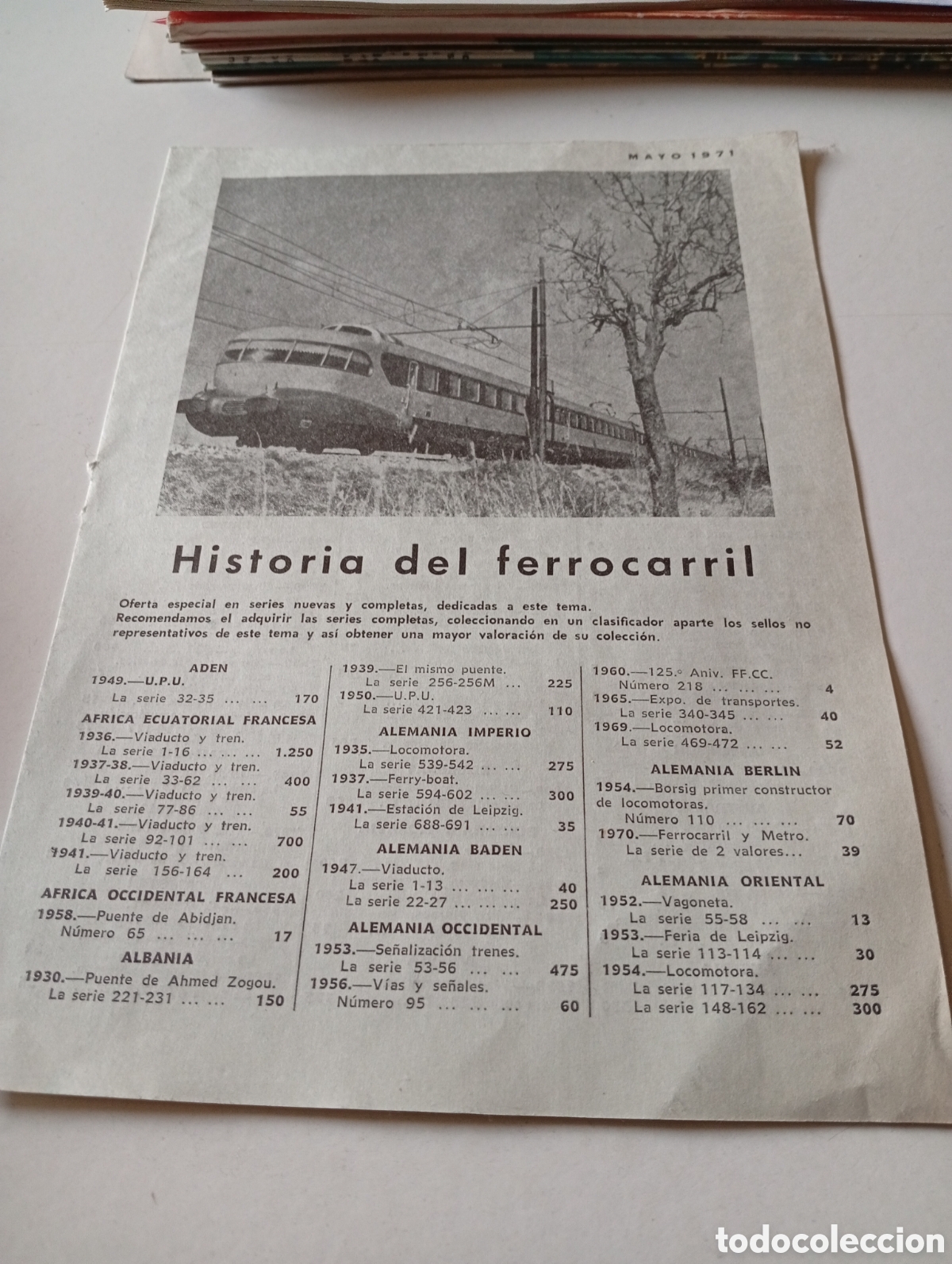 Sellos: Filatelia folleto historia del ferrocarril 1971