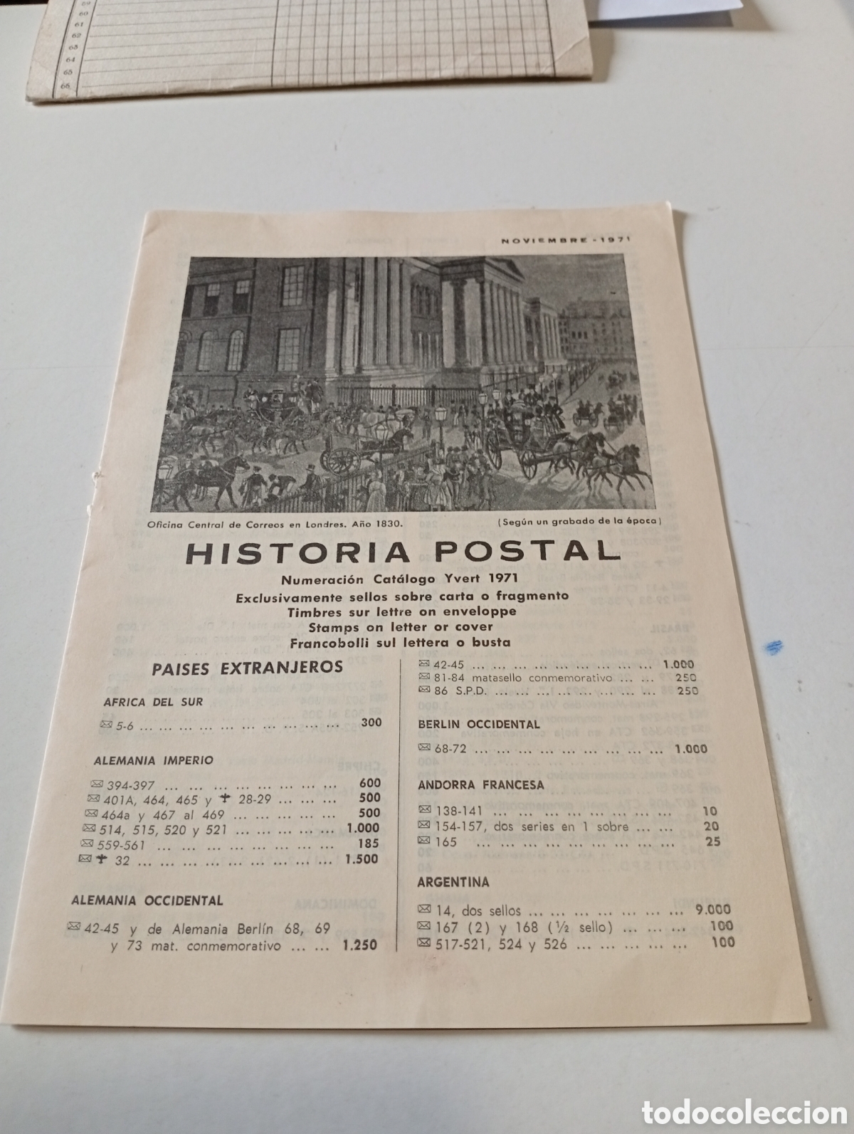 Sellos: Folleto historia postal 1971