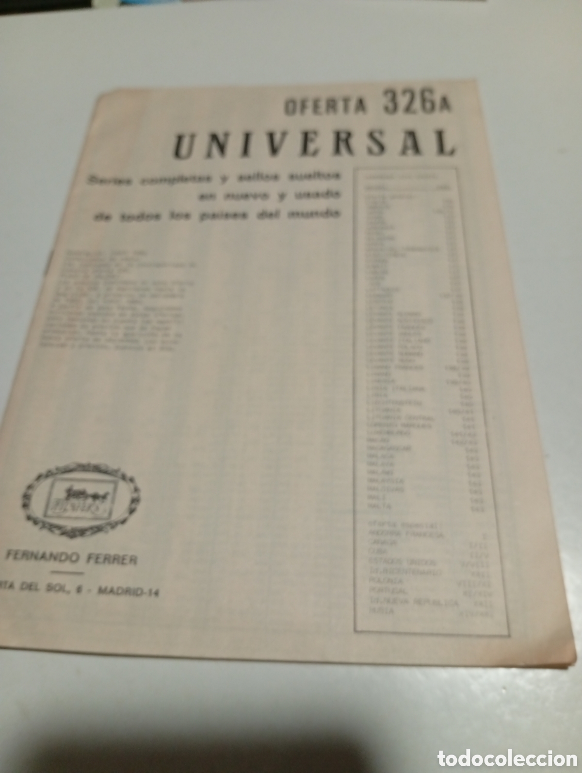 Sellos: Cat&aacute;logo sellos universal, Fernando Ferrer, Madrid