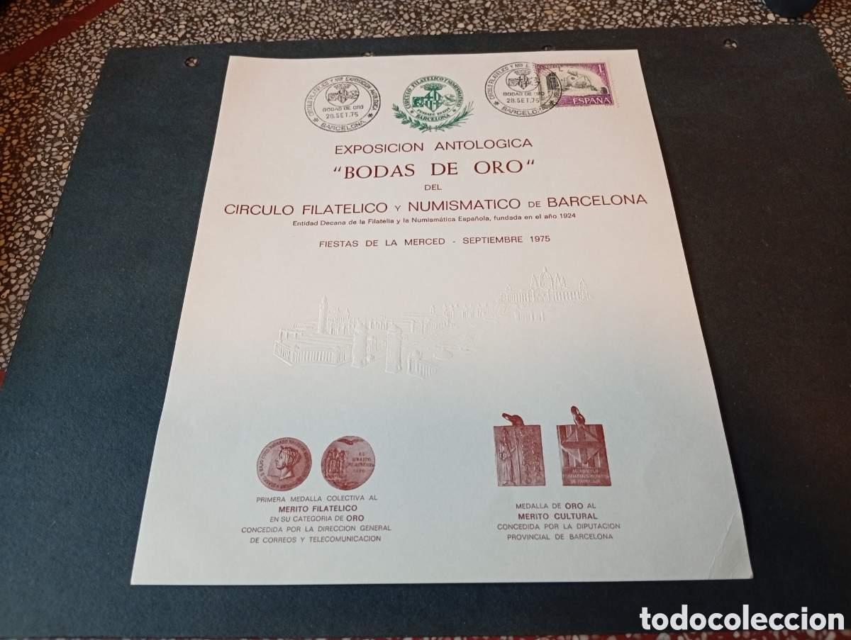 Sellos: Exposici&oacute;n Antolog&iacute;a,Bodas de Oro del circulo filat&eacute;lico y numism&aacute;tico de Barcelona 1975