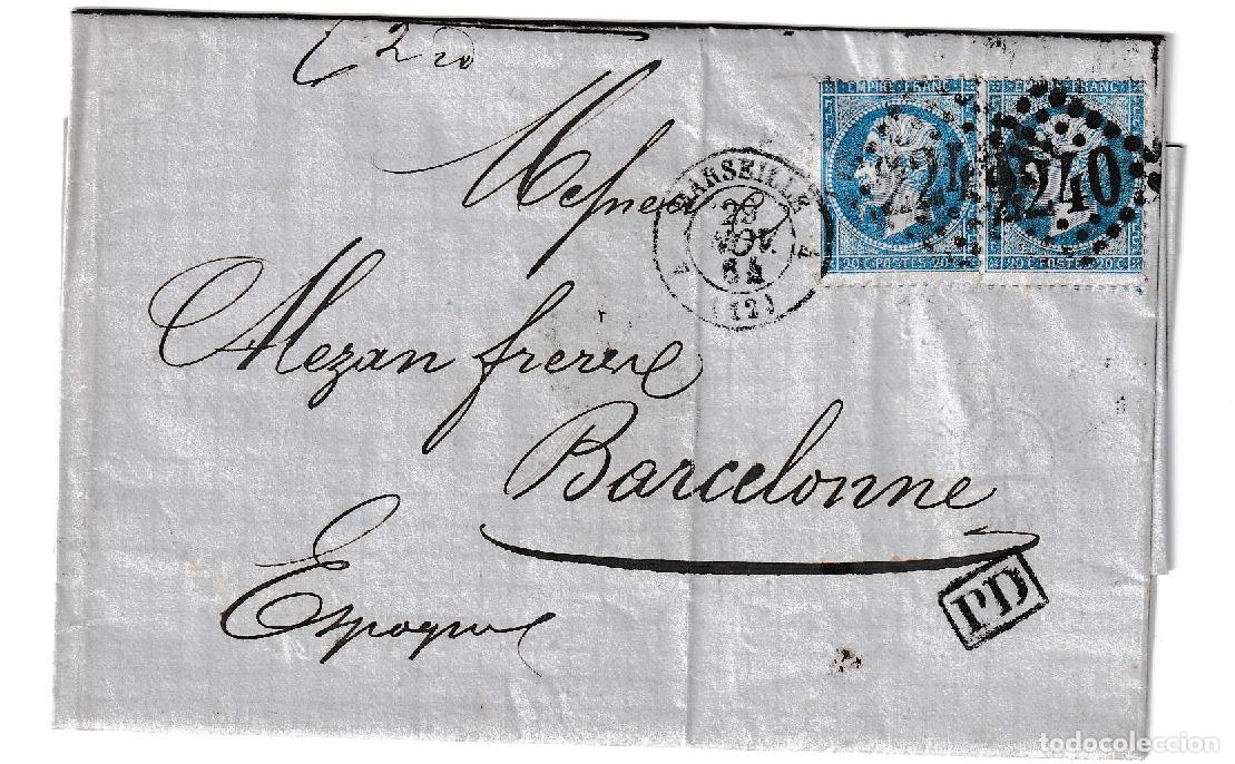 Sellos: 1864. Carta de Marsella a Barcelona