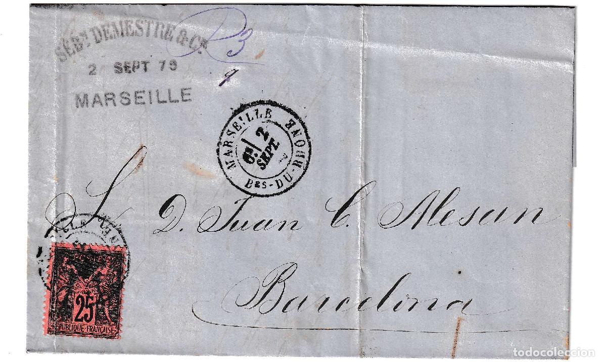 Sellos: 1879. Carta de Marsella a Barcelona