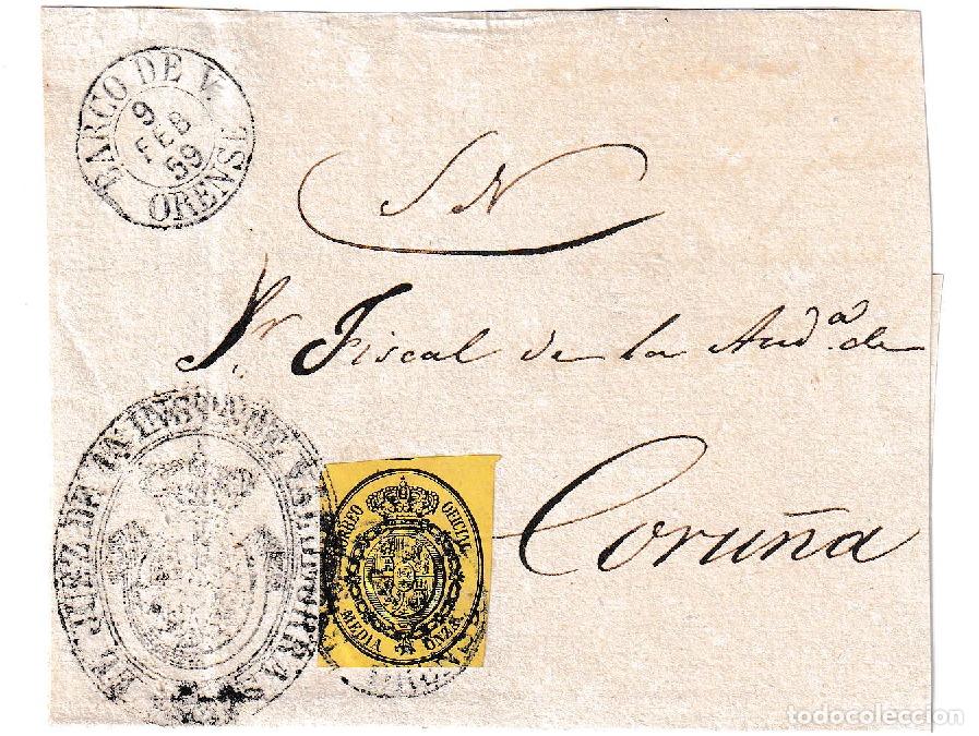 Sellos: 1859. Frontal de Barco de Valdeorras a Coru&ntilde;a