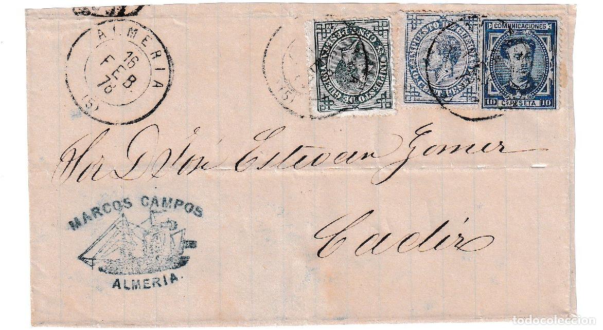 Sellos: 1878. Frontal de Almer&iacute;a a C&aacute;diz