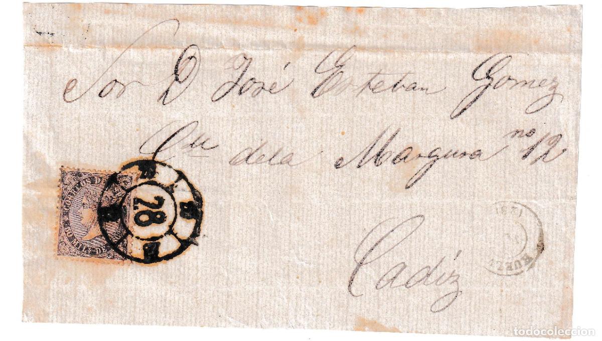 Sellos: 1868. Frontal de Huelva a C&aacute;diz