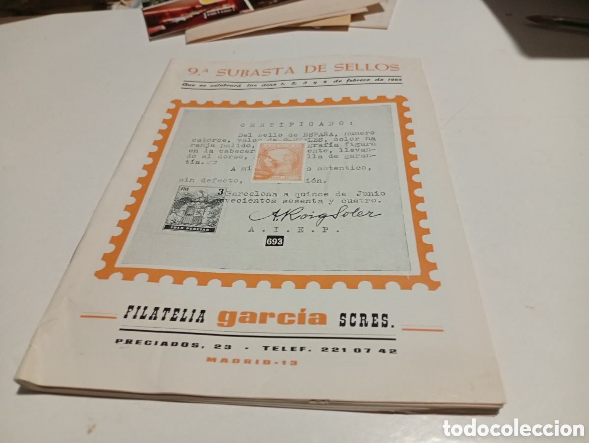 Sellos: Cat&aacute;logo de Sellos subastas Filatelia Garc&iacute;a scres, Madrid 1965