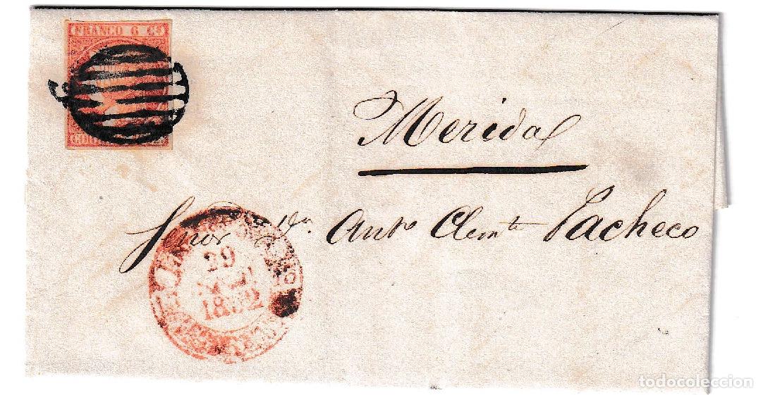 Sellos: 1852. Carta de Llerena a M&eacute;rida