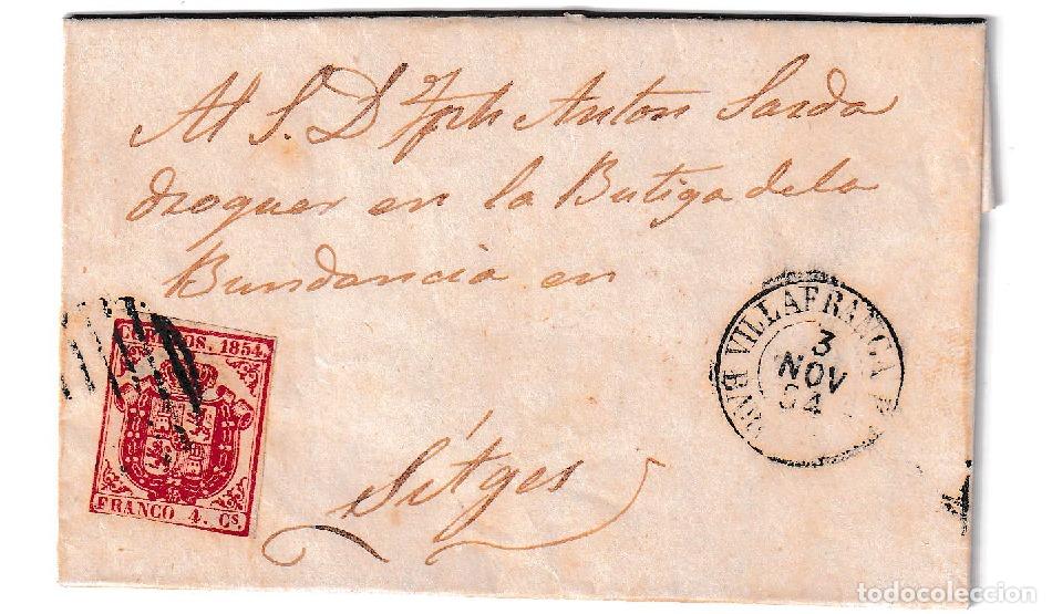 Sellos: 1854. Envuelta de Vilafranca a Sitges