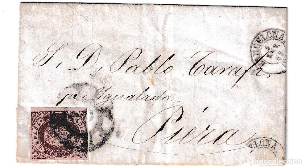 Sellos: 1863. Carta de Barcelona a Piera