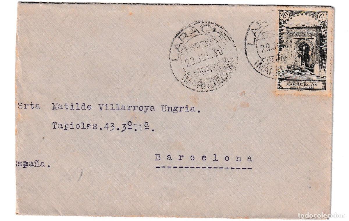 Sellos: 1938. Carta de Larache a Barcelona