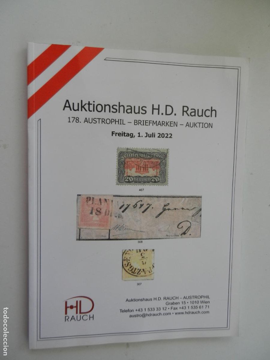 Sellos: AUKTIONSHAUS H.D. RAUCH - J&Auml;NNER 2022 QUSTROPHIL - BRIEFMARKEN -AUKTION -178- CATALOGO SELLOS ALEMAN