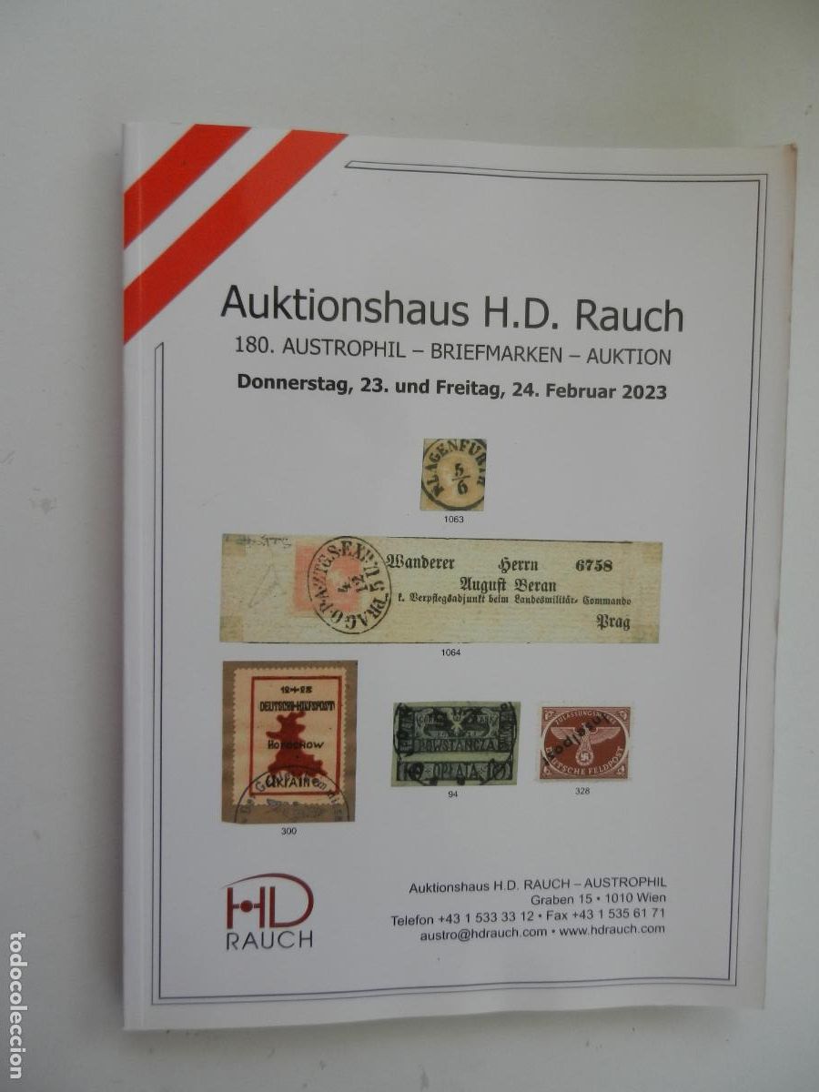 Sellos: AUKTIONSHAUS H.D. RAUCH -FEBRUAR 2023 AUSTROPHIL - BRIEFMARKEN -AUKTION -180- CATALOGO SELLOS ALEMAN