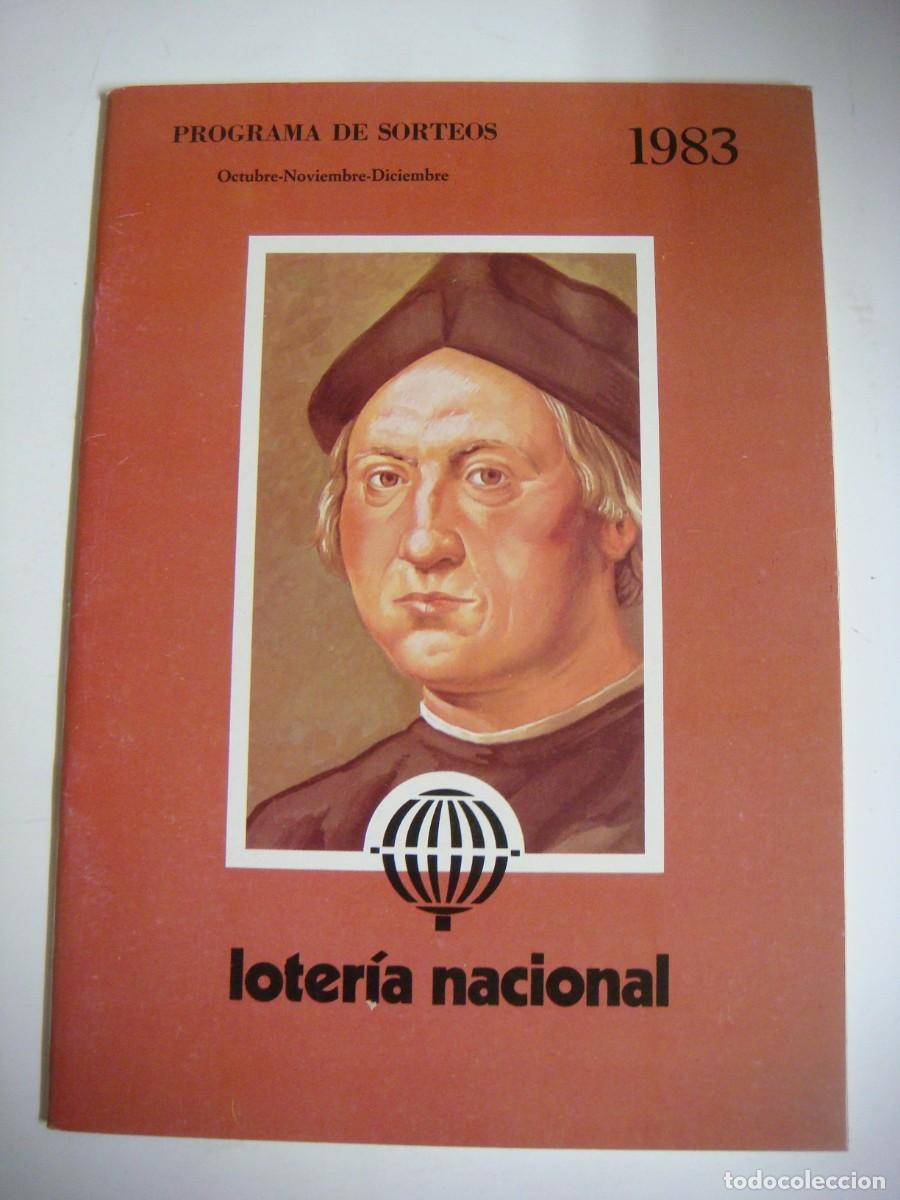 Sellos: LOTERIA NACIONAL PROGRAMA DE SORTEOS-OCTUBRE-NOVIEMBRE Y DICIEMBRE-A&Ntilde;O-1983-CAJ-B-N&ordm;-159
