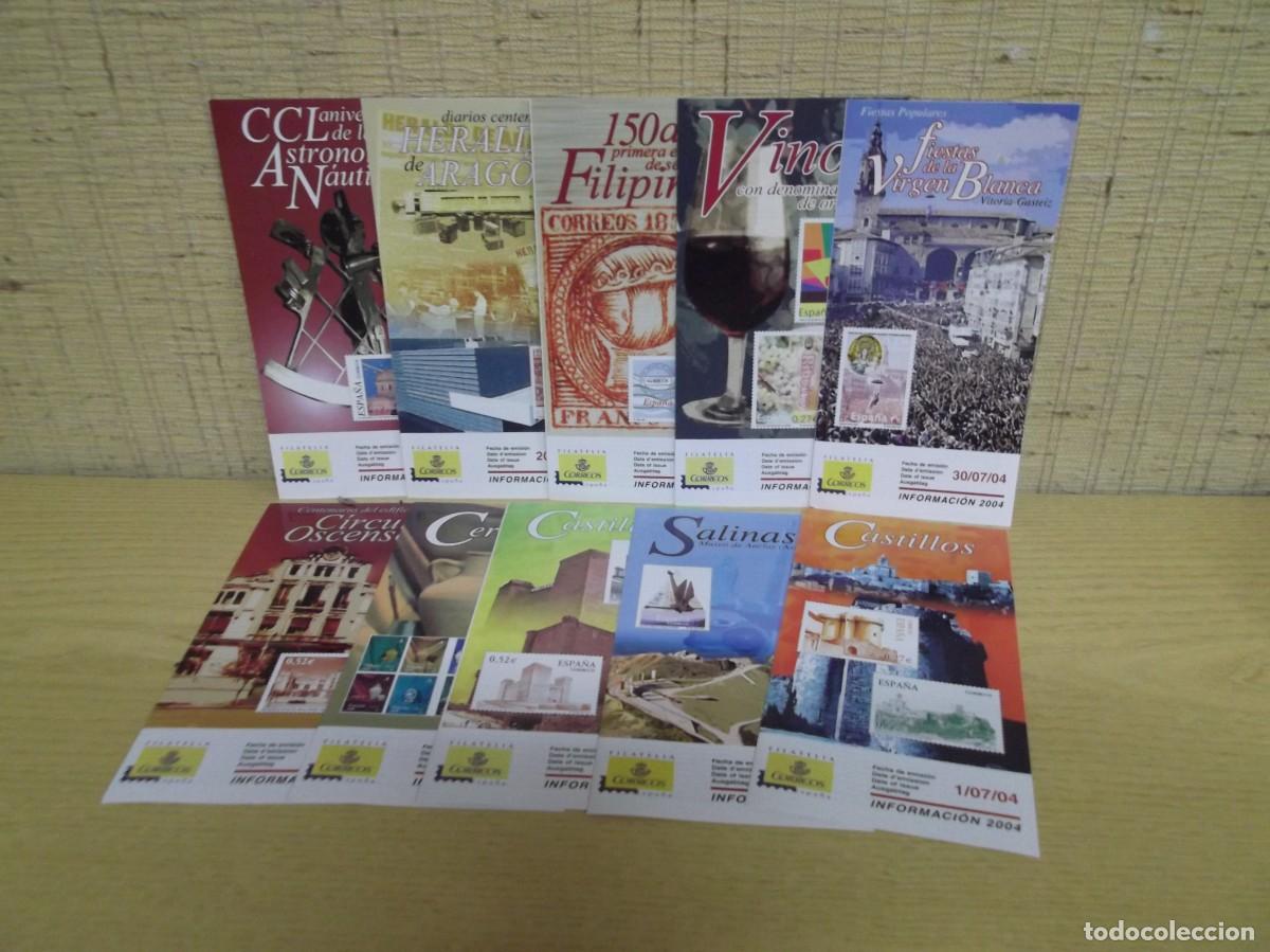 Sellos: Folletos informativos de correos.Lote de diez d&iacute;pticos de correos.A&ntilde;o 2004