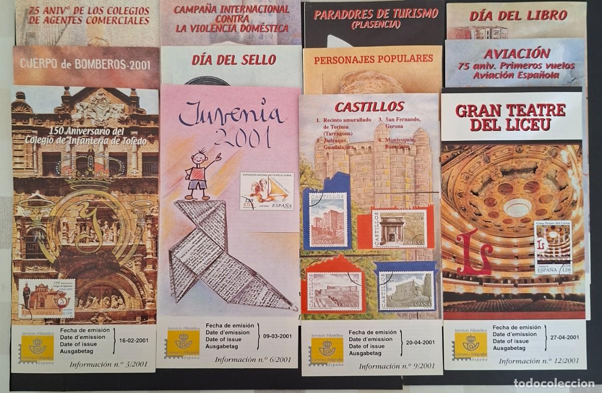 Sellos: HOJAS INFORMATIVAS SERVICIO FILATELICO A&Ntilde;O 2001