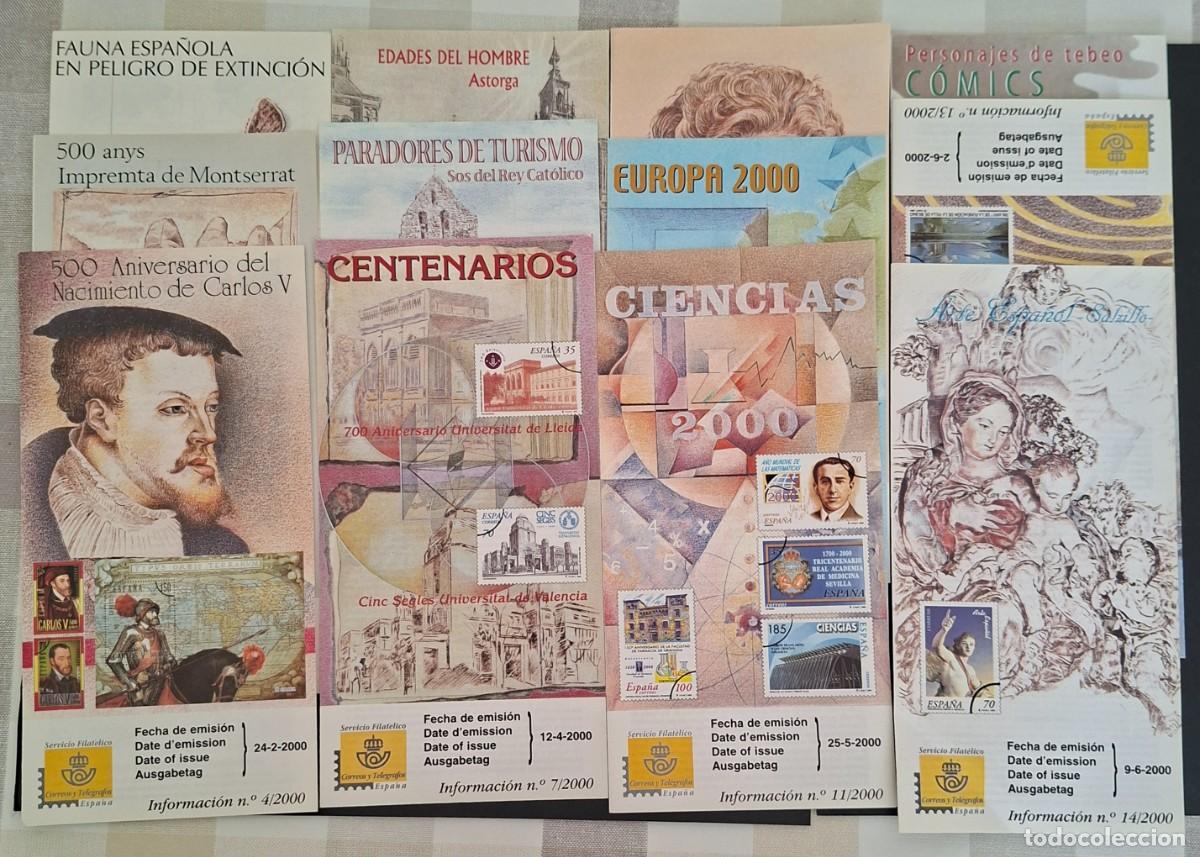 Sellos: HOJAS INFORMATIVAS SERVICIO FILATELICO A&Ntilde;O 2000