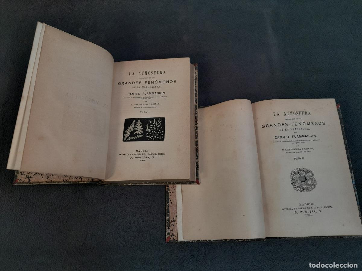 Sellos: L-1287. LA ATMOSFERA. II TOMOS.C FLAMMARION.IMPRENTA J.GASPAR.1883-1884