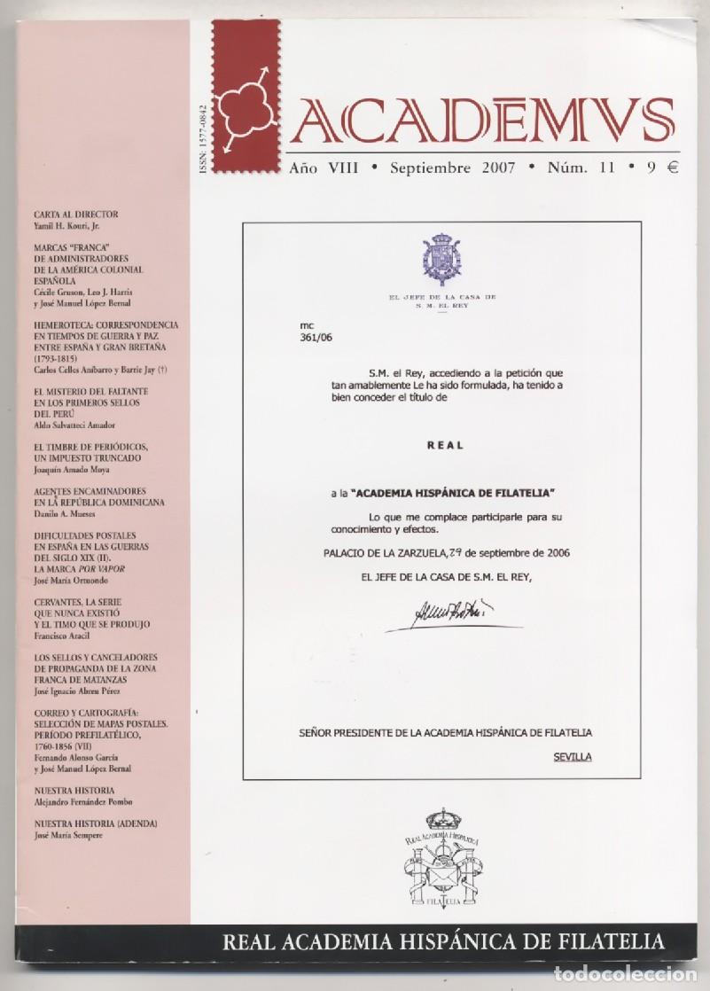 Selos: Revista Academvs N&ordm; 11 Real Academia Hisp&aacute;nica de Filatelia Marcas postales coloniales 2007