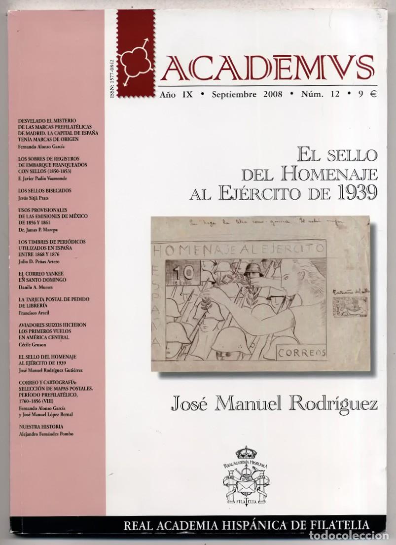 Sellos: Revista Academvs N&ordm; 12 Real Academia Hisp&aacute;nica de Filatelia Sellos Homenaje al ejercito 2008