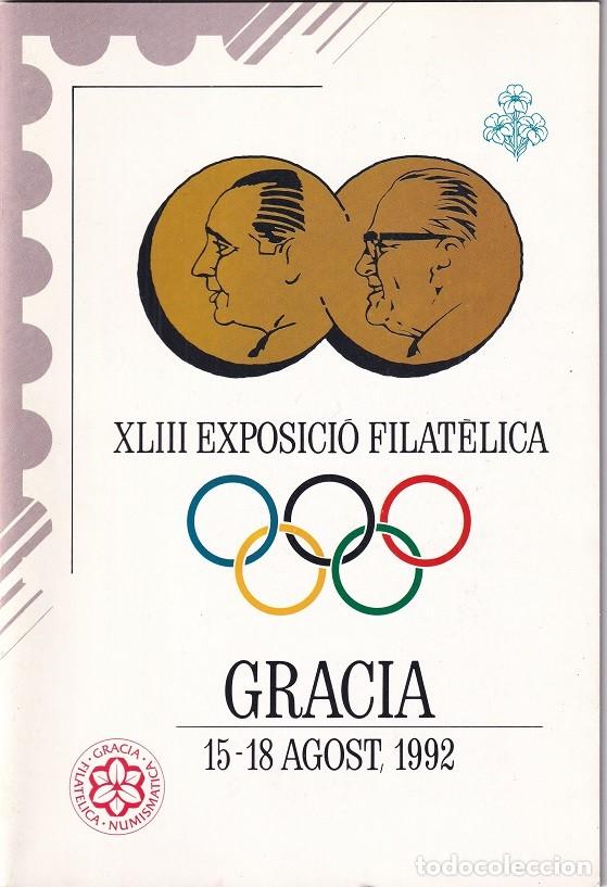 Francobolli: XLIII Exposici&oacute; Filat&egrave;lica Gracia 1992 - Don Salvador Palau Rabass&oacute; - Mario Aug&eacute; Goula - Deportes