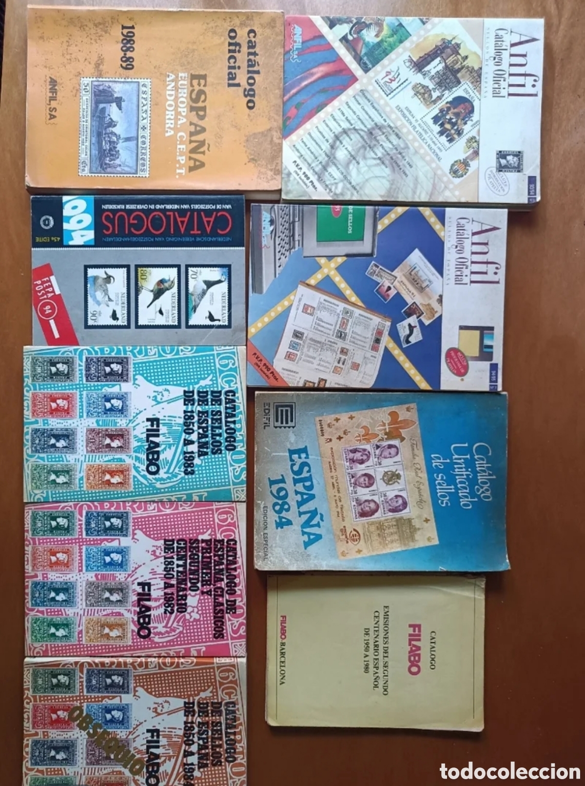 Sellos: Lote 9 Cat&aacute;logos Sellos Espa&ntilde;a y Holanda (Filabo, Anfil, Edifil) - A&ntilde;os 1850 a 1995