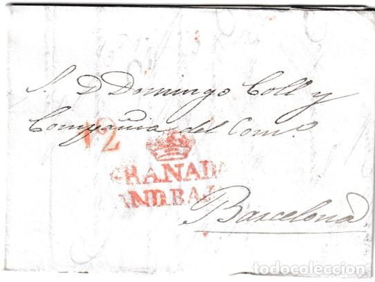 Sellos: SF(1831-1833). Carta de Granada a Barcelona