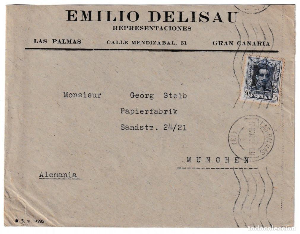 Sellos: 1925. Sobre de Las Palmas a Munich