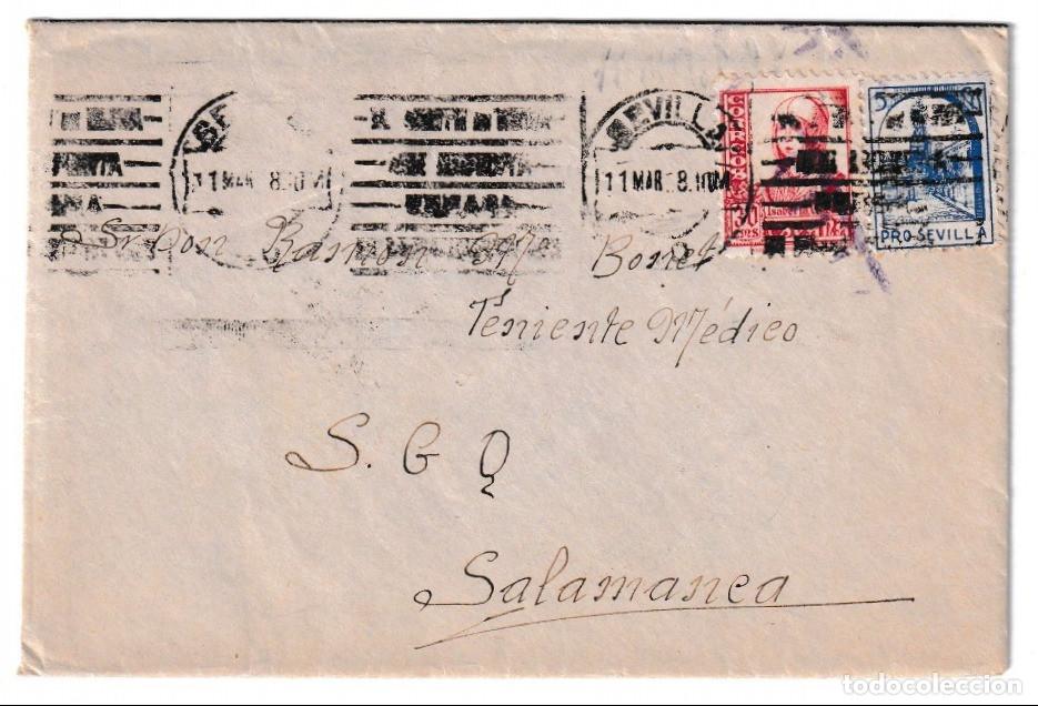 Sellos: 1938. Carta completa de Sevilla a Salamanca