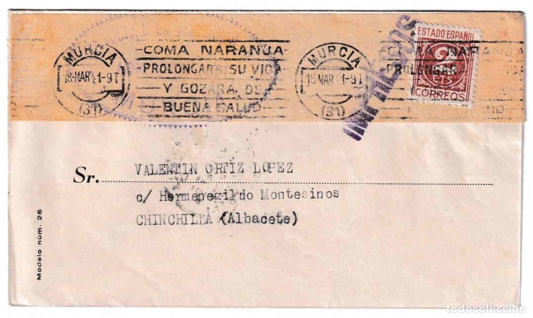 Sellos: 1941. Sobre de Murcia a Chinchilla