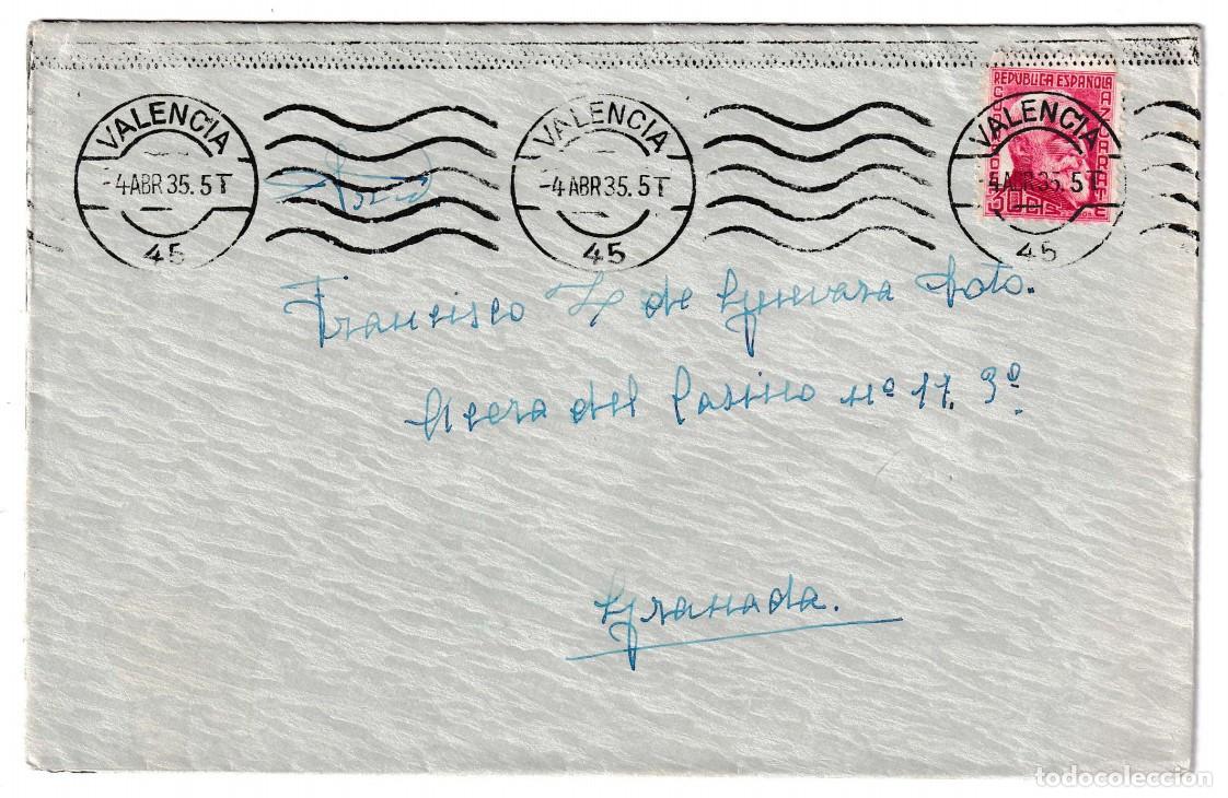 Sellos: 1935. Sobre de Valencia a Granada
