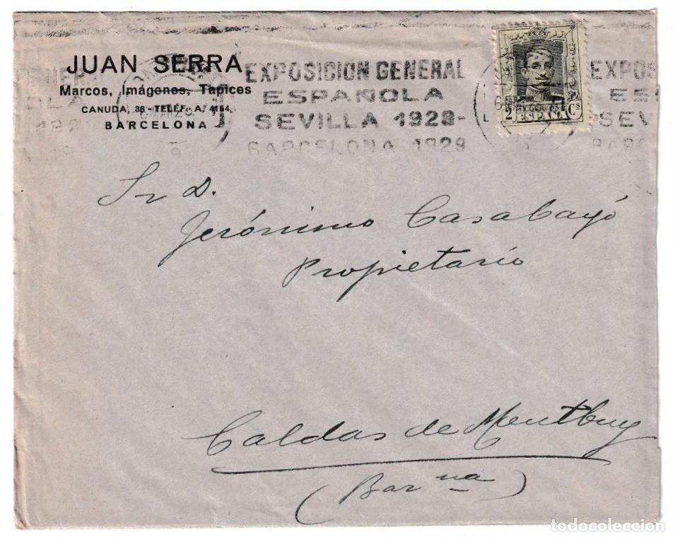 Sellos: 1929. Carta completa de Barcelona a Caldas de Montbuy