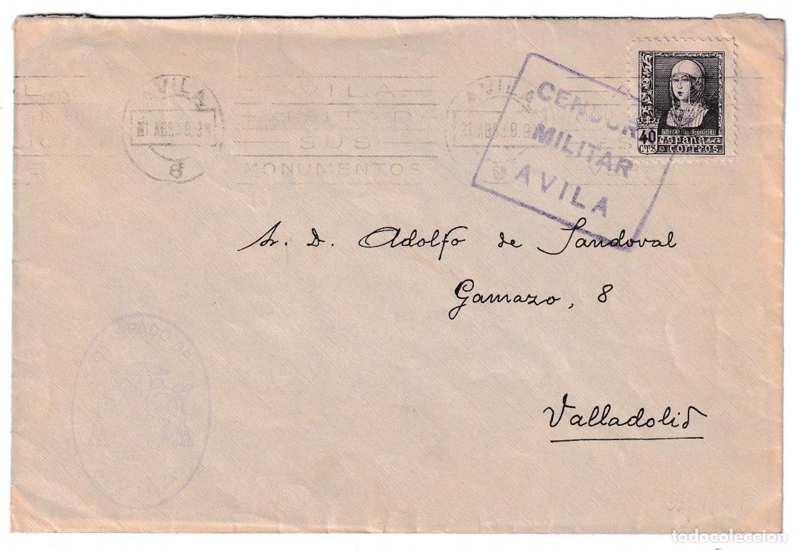 Sellos: 1939. Sobre de &Aacute;vila a Valladolid