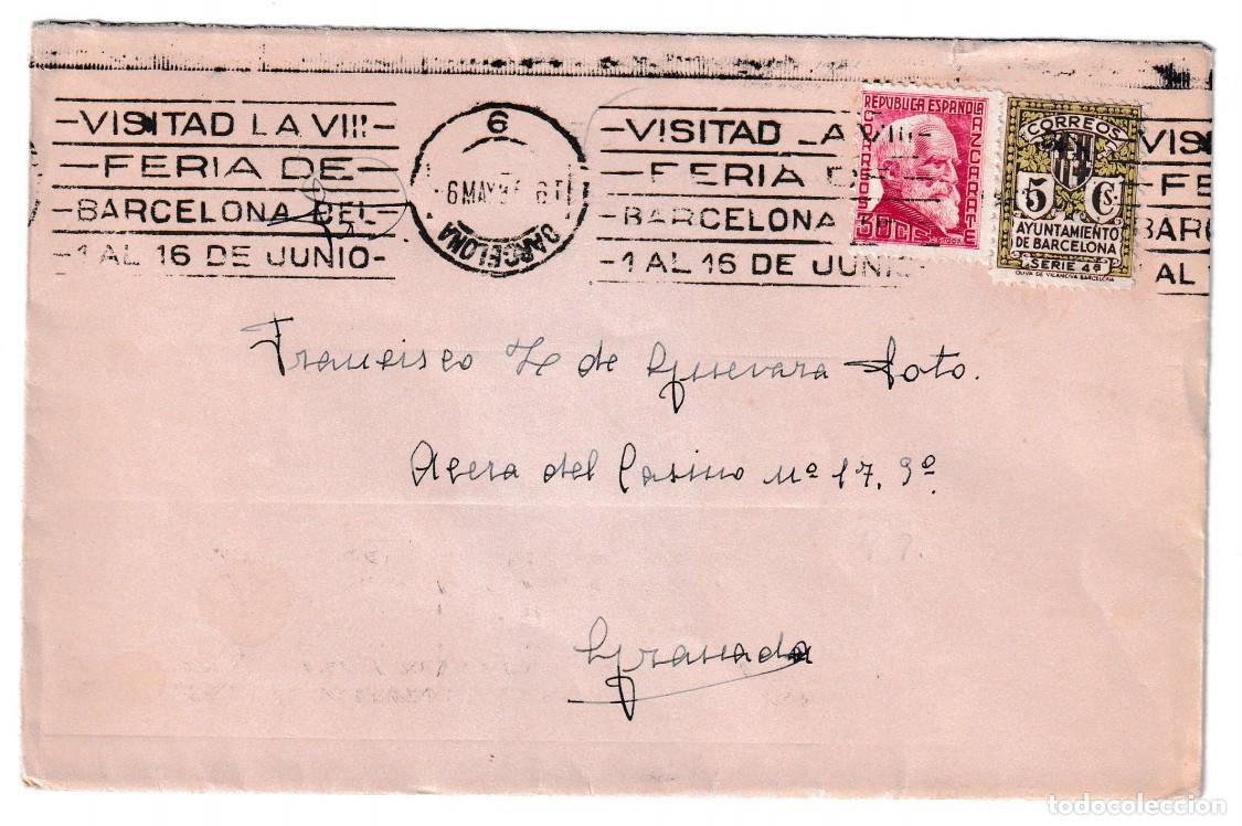 Sellos: 1935. Sobre de Barcelona a Granada