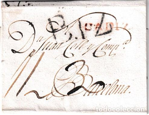Sellos: 1803. Carta de Cadiz a Barcelona
