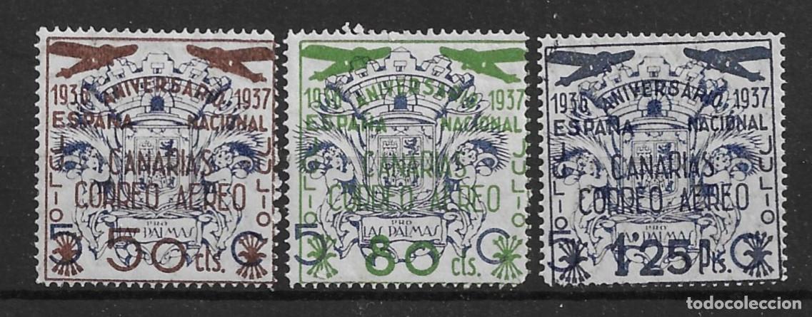 Sellos: 1937.Emisiones Patriocticas Canarias. N&ordm;31-33 Edifil. Con Fijasello