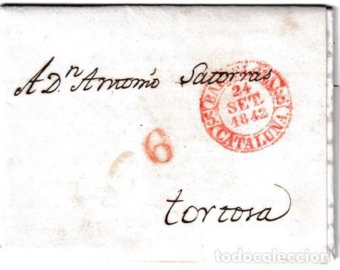 Sellos: 1842. Carta de Barcelona a Tortosa