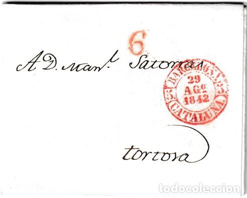 Sellos: 1842. Carta de Barcelona a Tortosa I