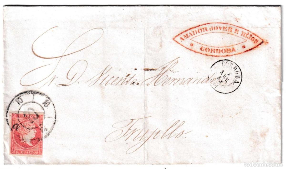 Sellos: 1859. Envuelta de C&oacute;rdoba a Trujillo