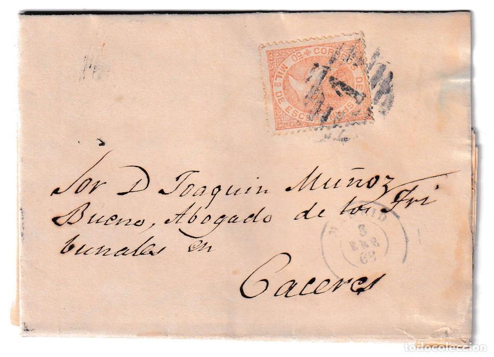 Sellos: 1868. Carta de Madrid a C&aacute;ceres