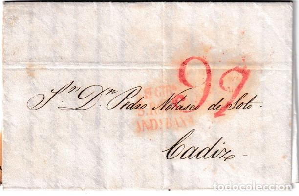 Sellos: 1818. Carta de Gibraltar a Cadiz