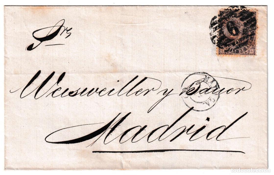 Sellos: 1869. Envuelta de M&aacute;laga a Madrid