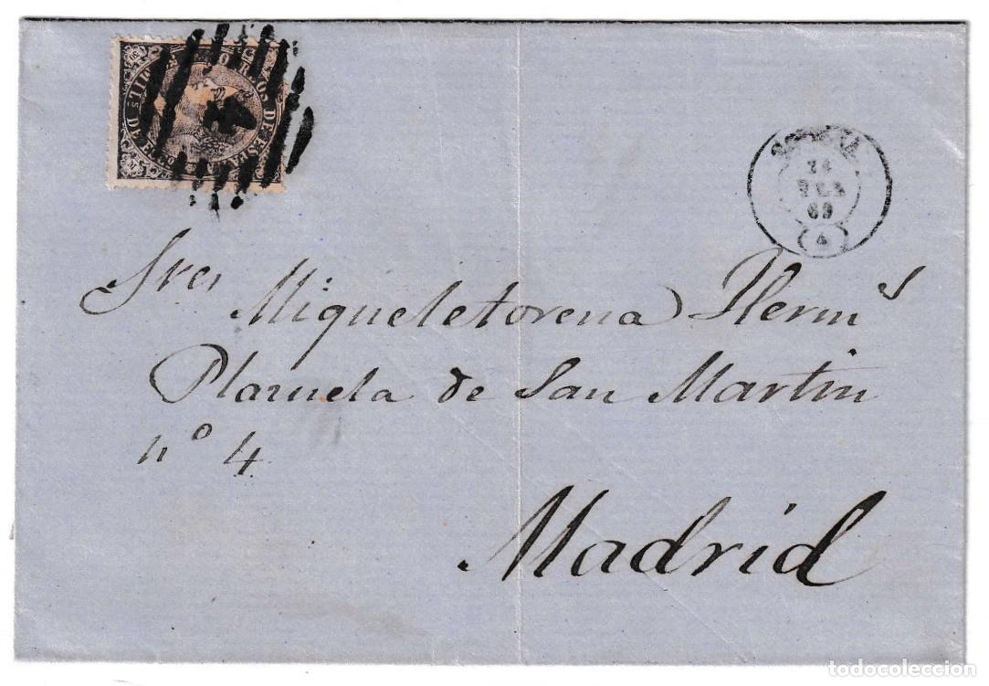 Sellos: 1869. Carta de Coru&ntilde;a a Madrid