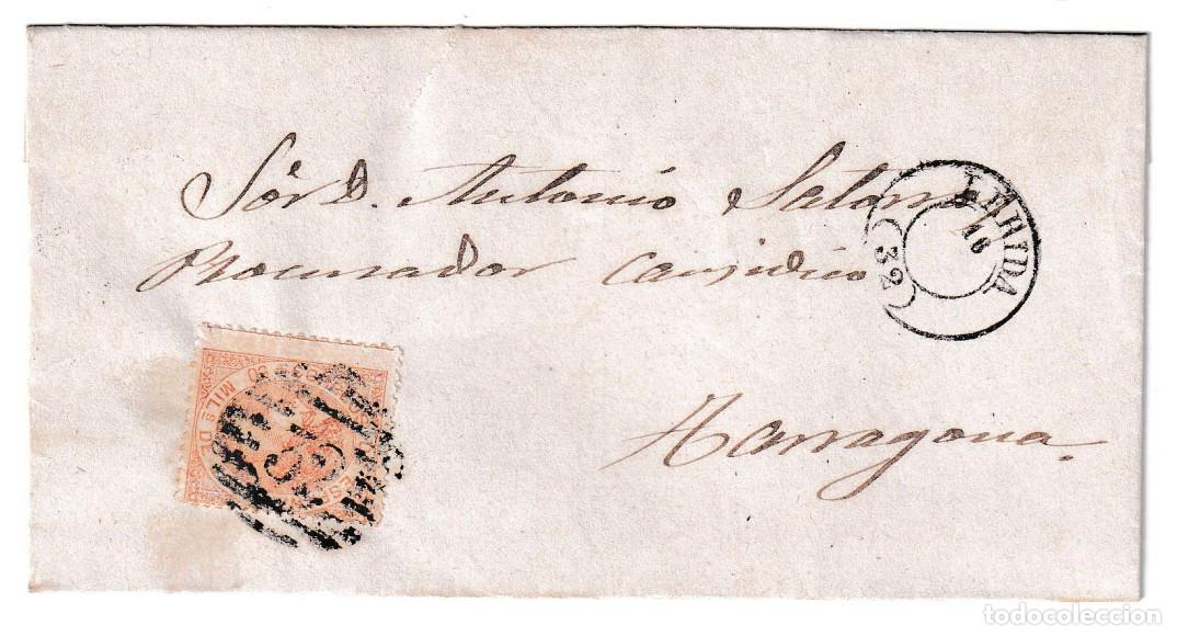 Sellos: 1868. Envuelta de L&eacute;rida a Tarragona