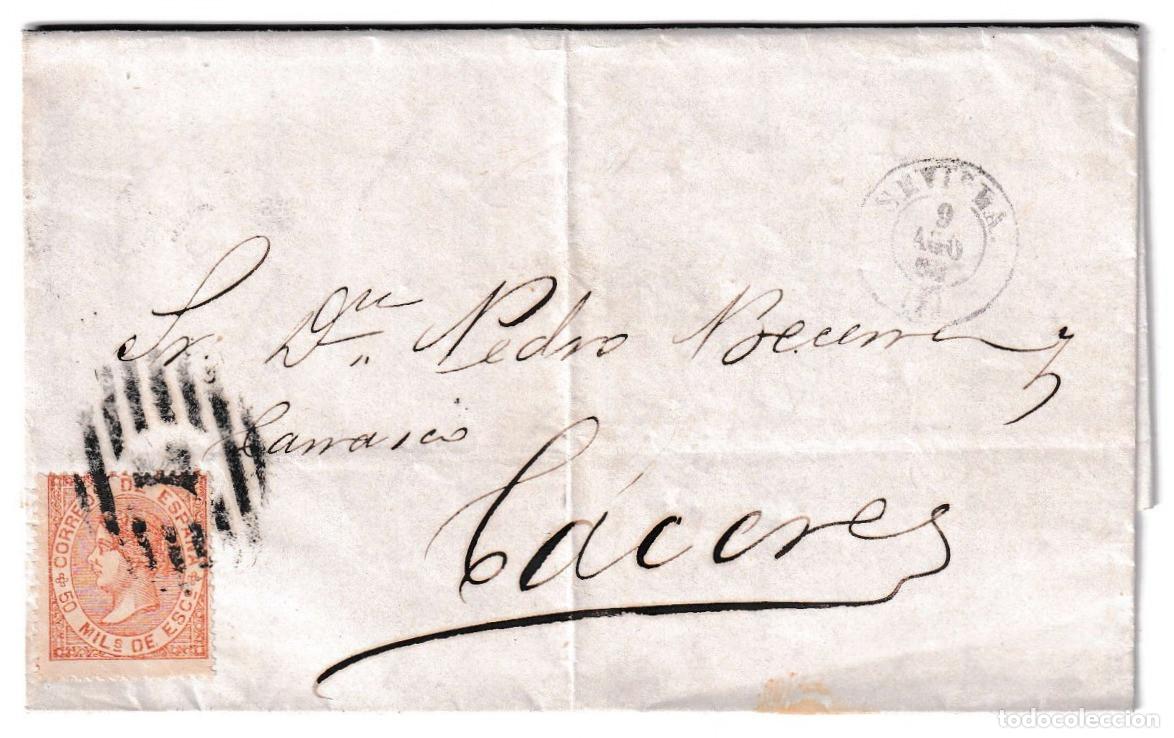 Sellos: 1868. Carta de Sevilla a C&aacute;ceres