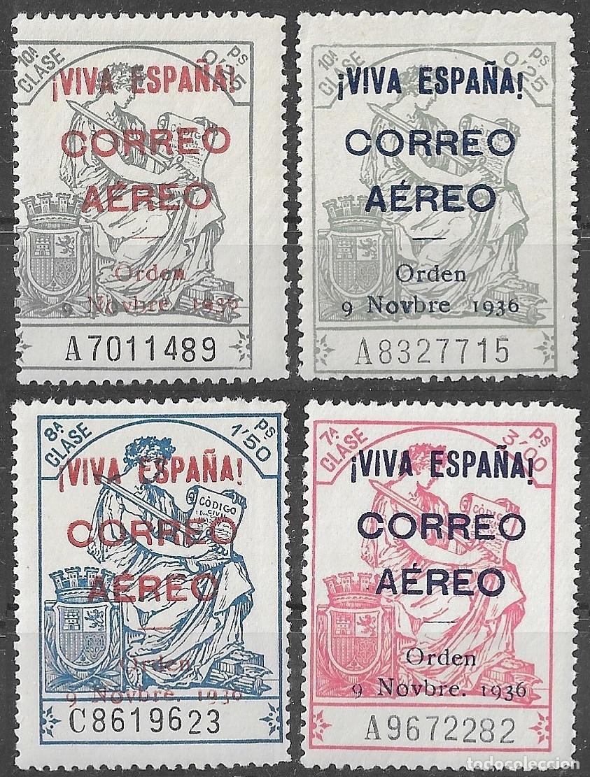 Sellos: 1936. Emisiones Patrioticas Bilbao. Sellos Ficales Sobrecargados. N&ordm;19-22 Edifil. Sin Fijasello