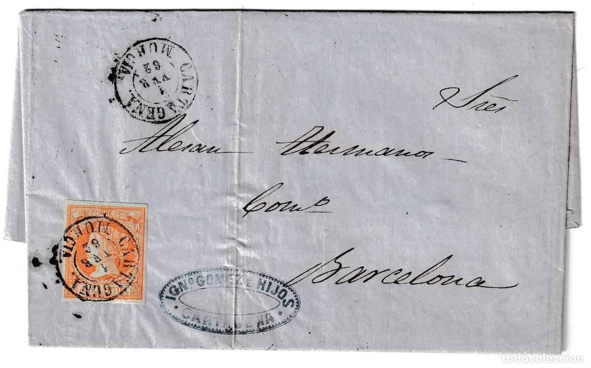 Sellos: 1862. Carta de Cartagena a Barcelona