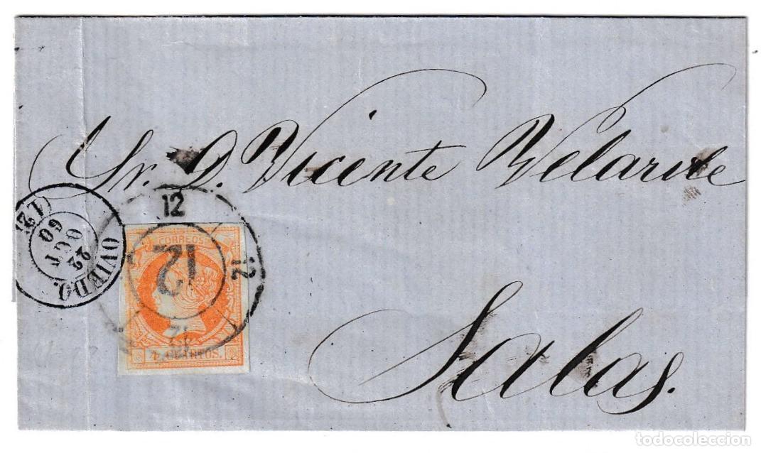 Sellos: 1860. Envuelta de Oviedo a Salas