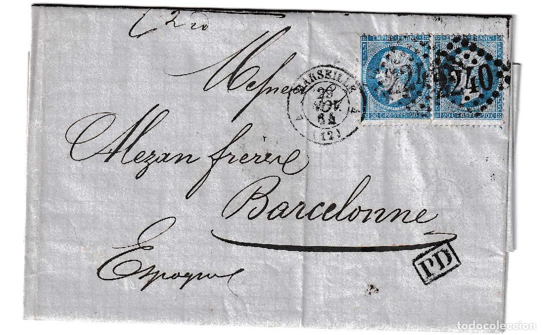 Sellos: 1864. Carta de Marsella a Barcelona