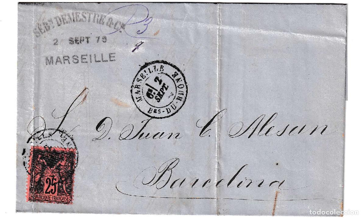Sellos: 1879. Carta de Marsella a Barcelona