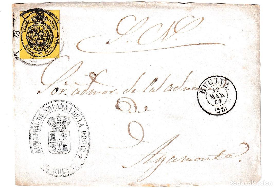 Sellos: 1859. Envuelta de Huelva a Ayamonte